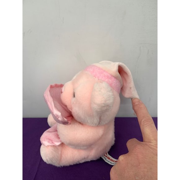 Aurora 9 Inch Pink Teddy Bear Lovie Blanket Baby Girl Embroirded Feet Night Hat - Picture 7 of 11